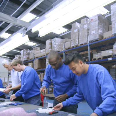 Assembly lane lit by LED tubes